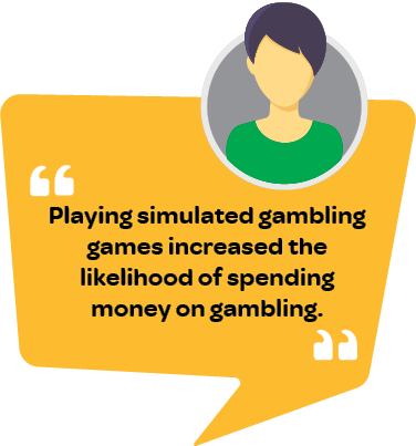 Quote: playing simulated gambling games increased the likelihood of spending money on gambling.